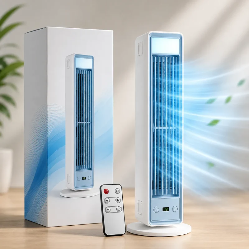 Ventilateur Tour Sans Lames Silencieux à Diffusion d’Air Multidirectionnelle