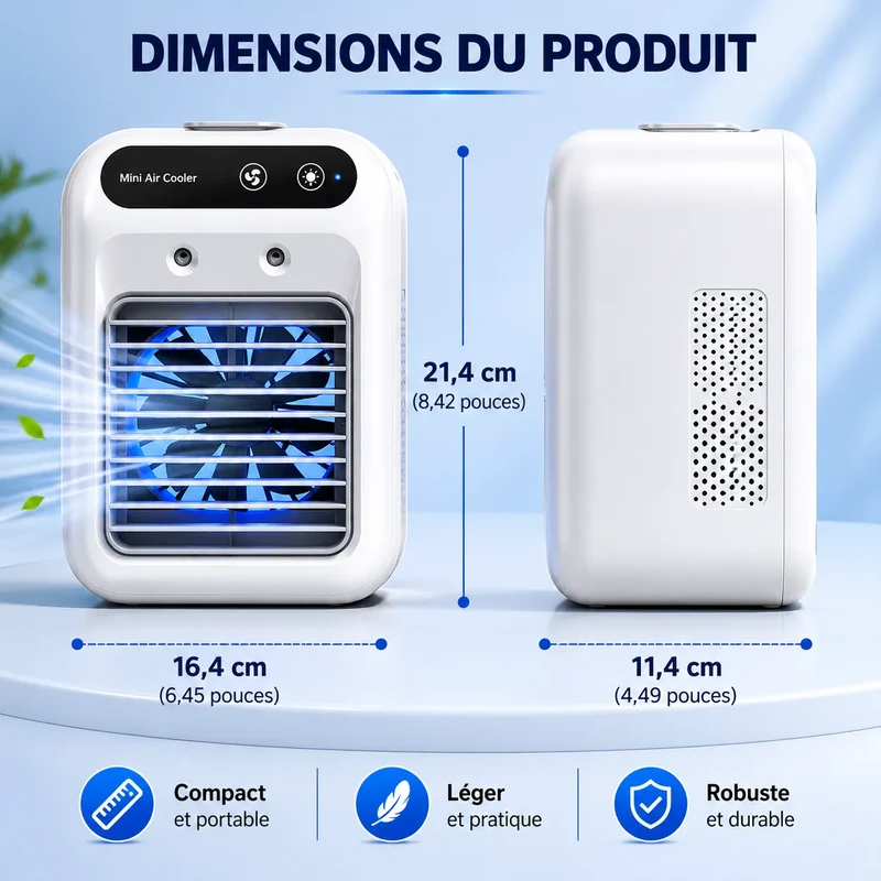 Rafraîchisseur d’Air Portable Rechargeable USB avec Brumisation 500 ml