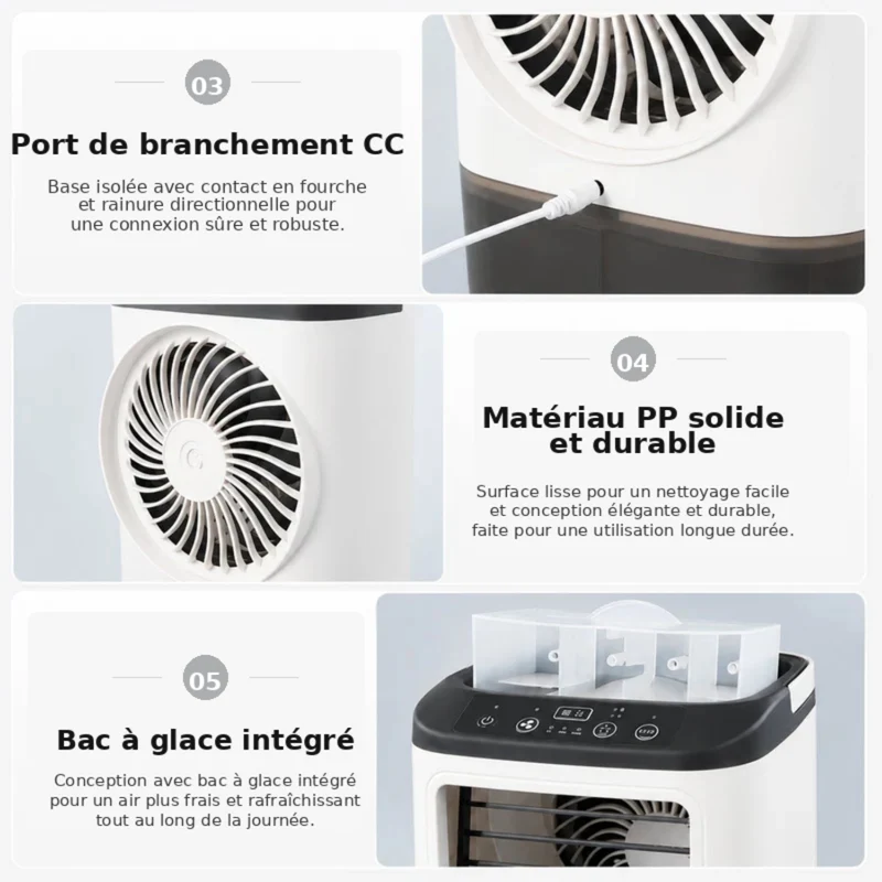 Mini Rafraîchisseur d’Air USB avec Fonction Humidification et 3 Vitesses