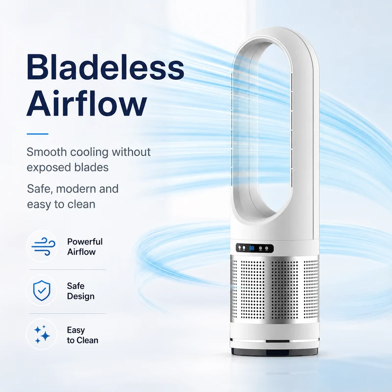 Ventilateur Colonne Sans Pales avec Télécommande et Oscillation