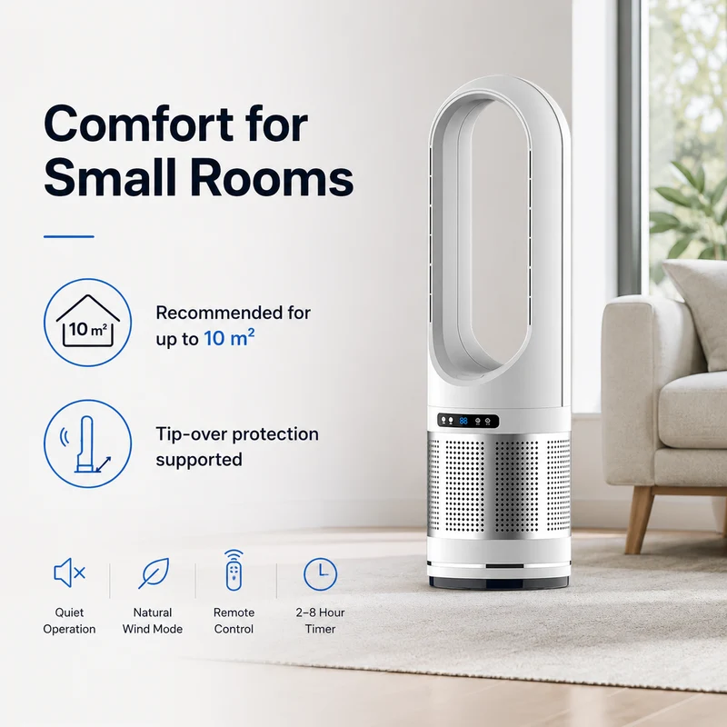 Ventilateur Colonne Sans Pales avec Télécommande et Oscillation