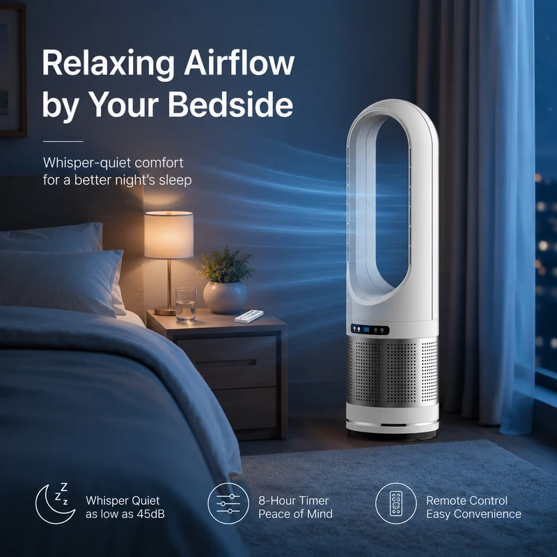 Ventilateur Colonne Sans Pales avec Télécommande et Oscillation