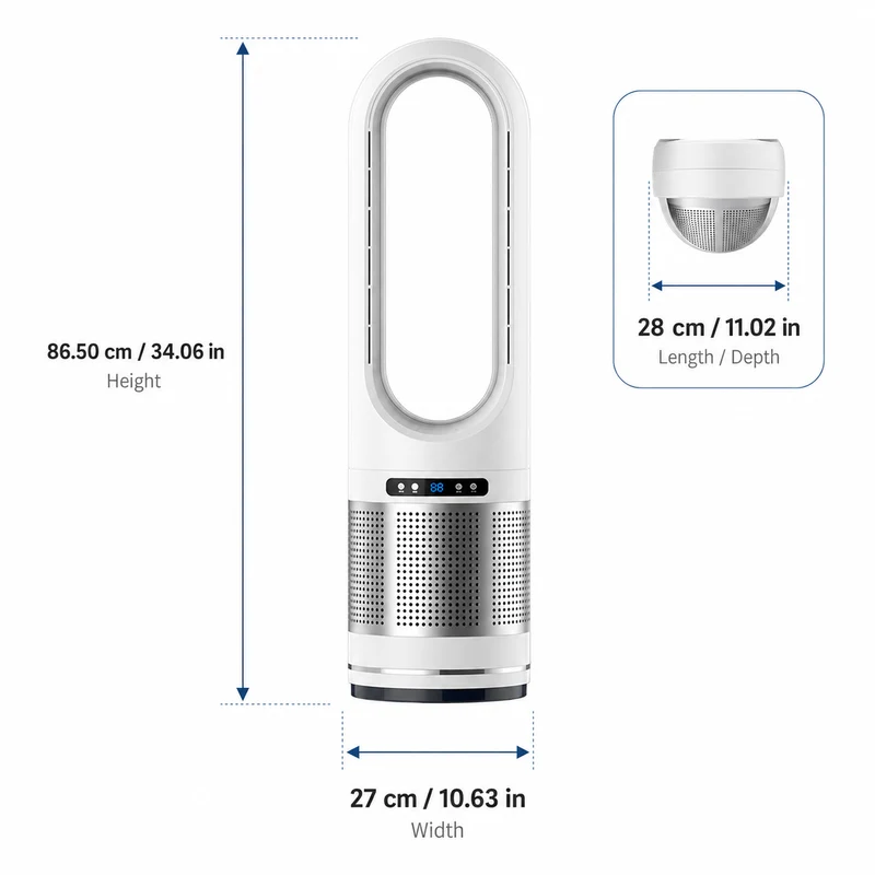 Ventilateur Colonne Sans Pales avec Télécommande et Oscillation