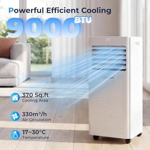 Climatiseur Mobile 3-en-1 9000 BTU pour Petites Pièces et Chambres