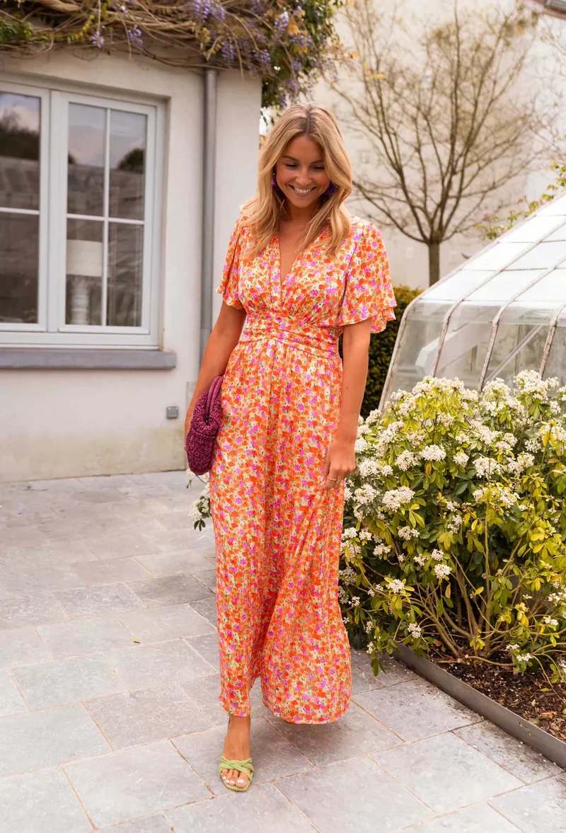 Maxi Robe Imprimée à Volants