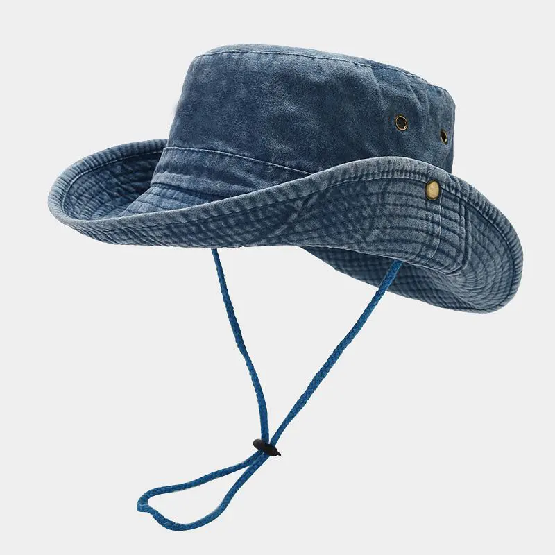 Chapeau bob pêcheur unisexe en coton avec cordon ajustable