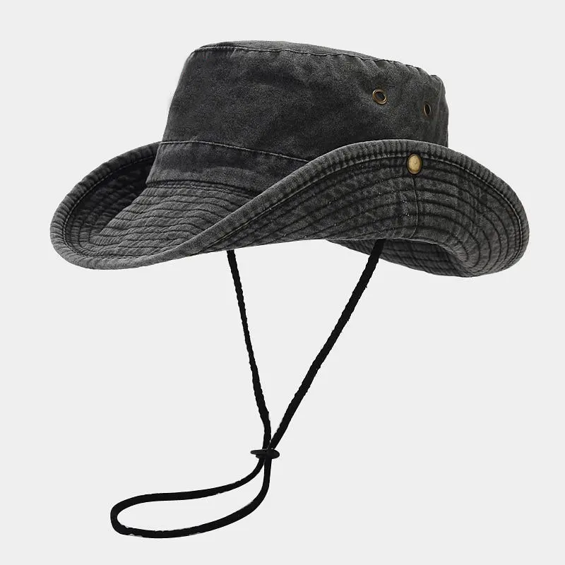 Chapeau bob pêcheur unisexe en coton avec cordon ajustable