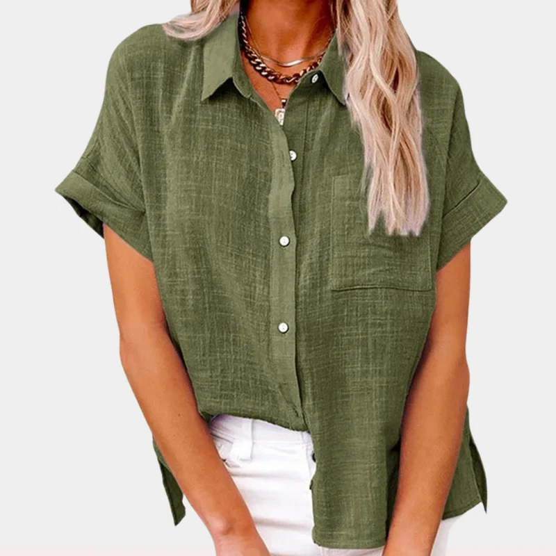 Blouse femme lin coupe ample col chemise