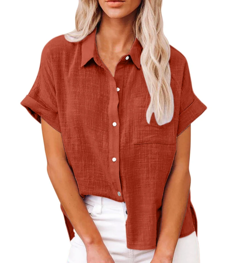 Blouse femme lin coupe ample col chemise