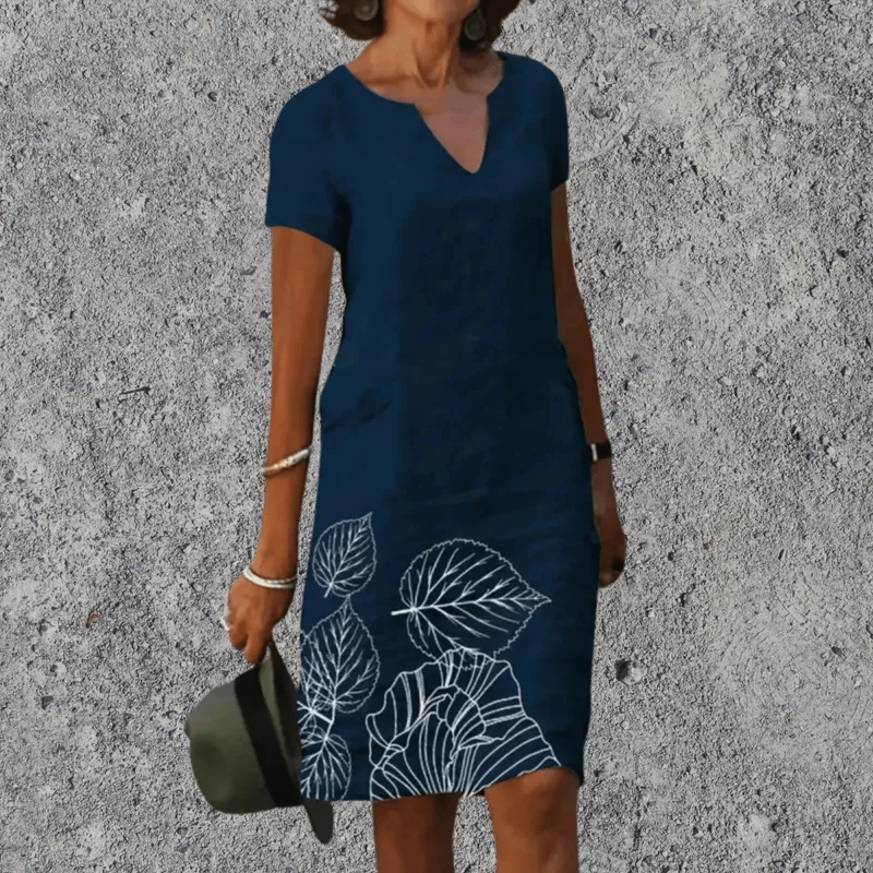 Robe midi femme coupe droite imprimée