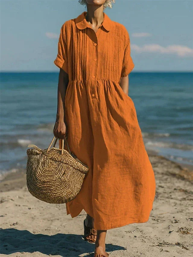 Robe Longue Chemisier Femme Midi