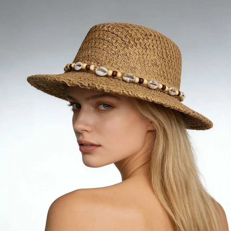 Chapeau de soleil pour femme - texture tressée - accessoire voyage
