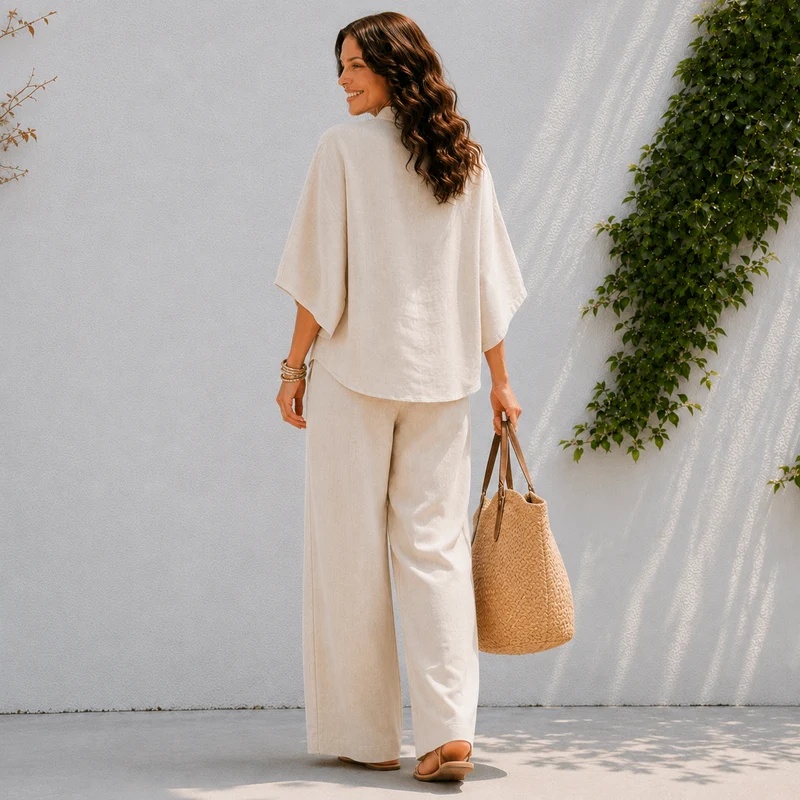Ensemble deux pièces pour femme - chemise oversize et pantalon été