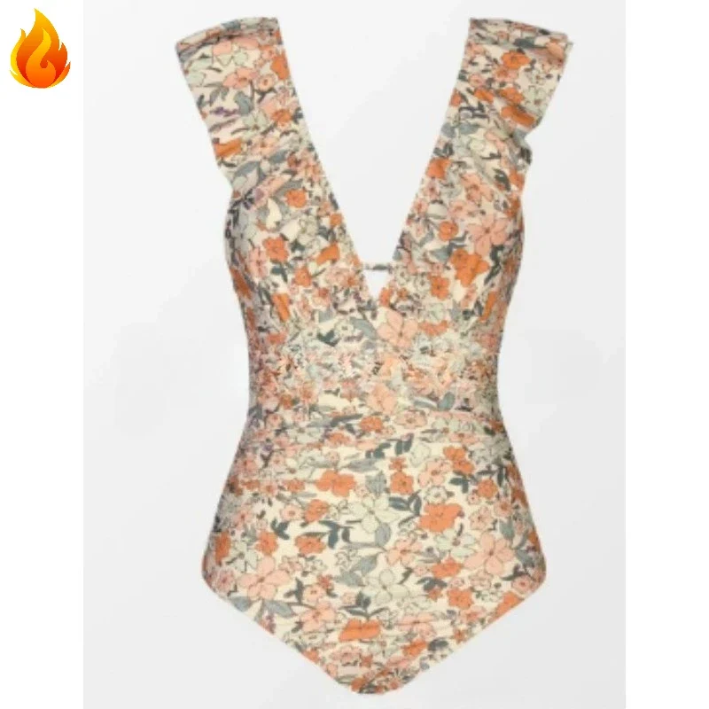 Maillot de bain maternité monokini col en V lacé