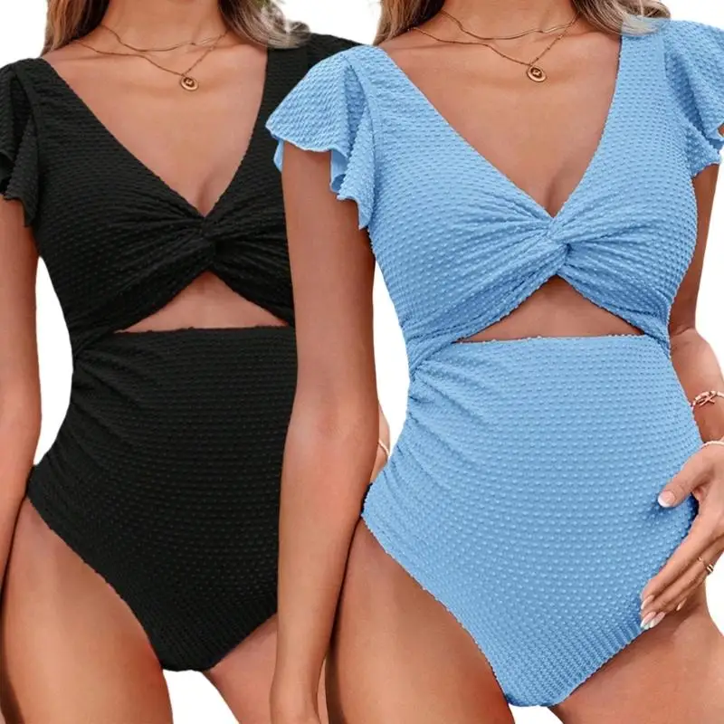 Femmes bikini maternité deux pièces ensemble de plage avec volants