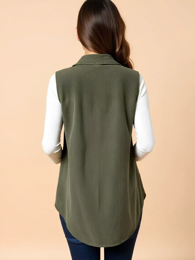 Gilet de maternité en velours côtelé boutonné
