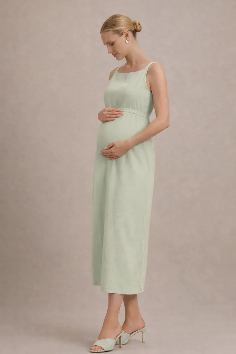 Robe maternité midi empire sans manches