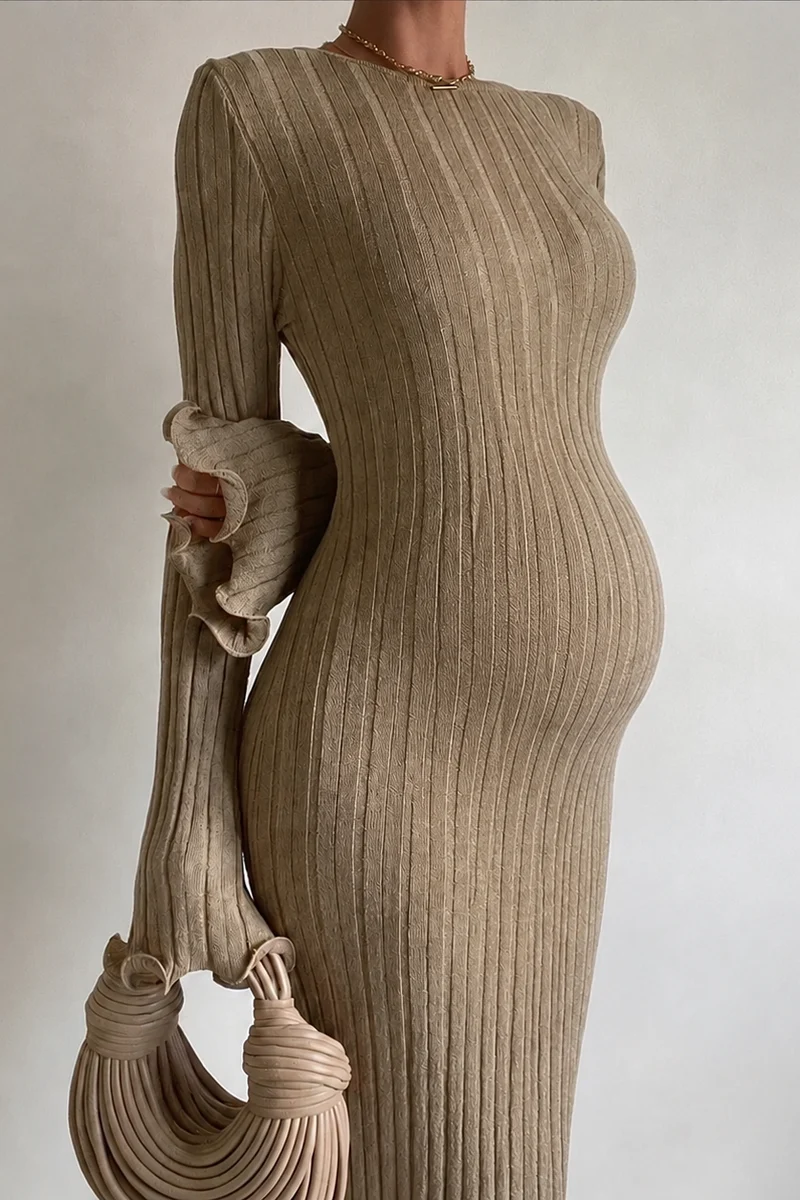 Femme Robe Maternité Coton Moulante