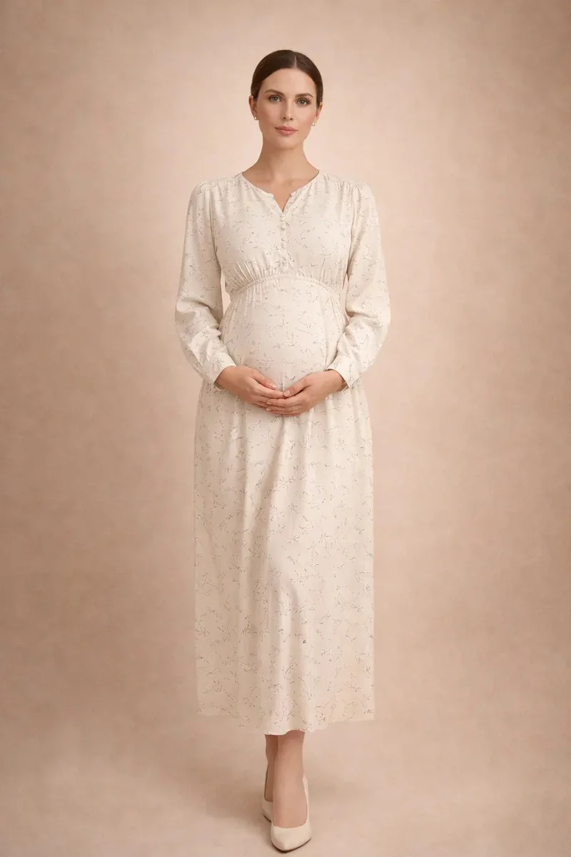 Robe grossesse longue fleurie taille empire