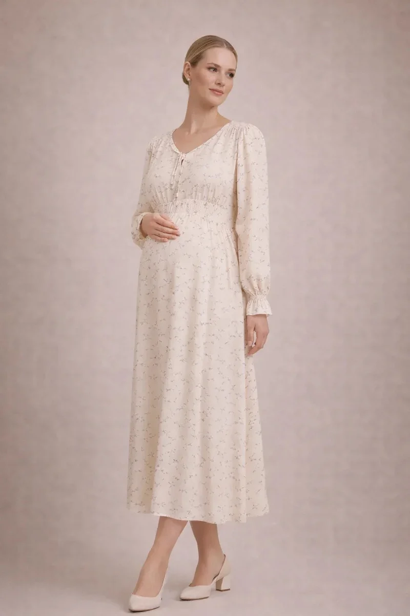 Robe grossesse longue fleurie taille empire