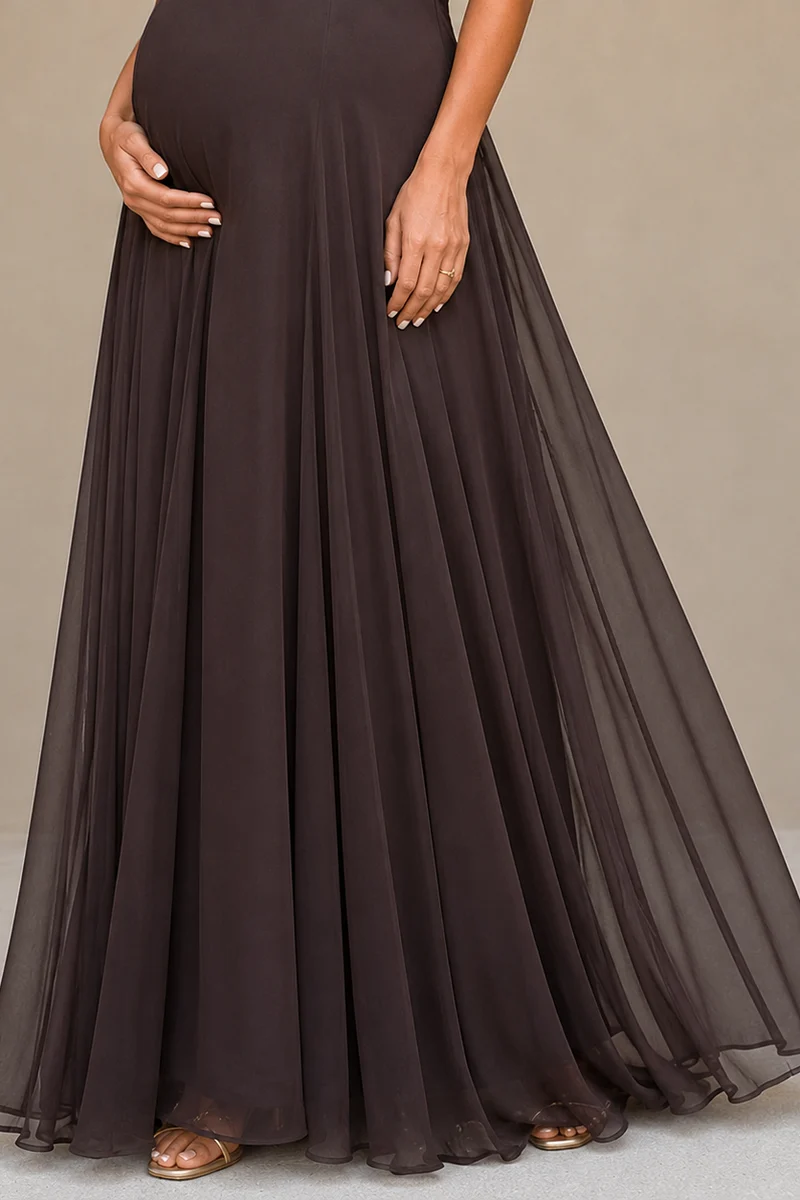 Robe maternité longue épaules dénudées