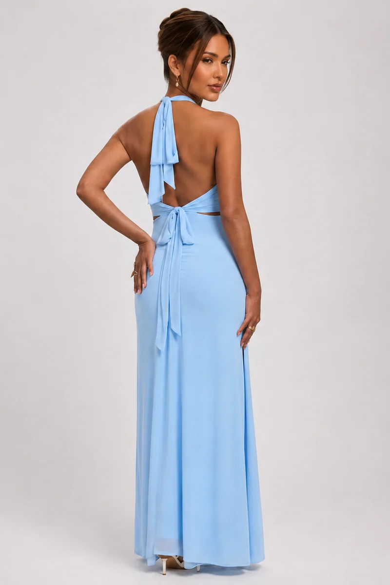 Robe maternité longue dos nu fendue