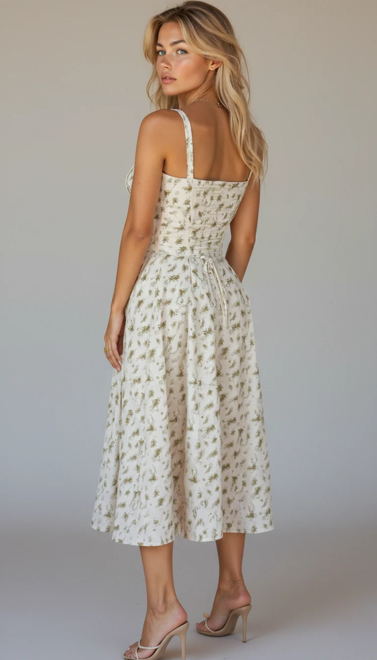Robe Corset Midi Motif Floral