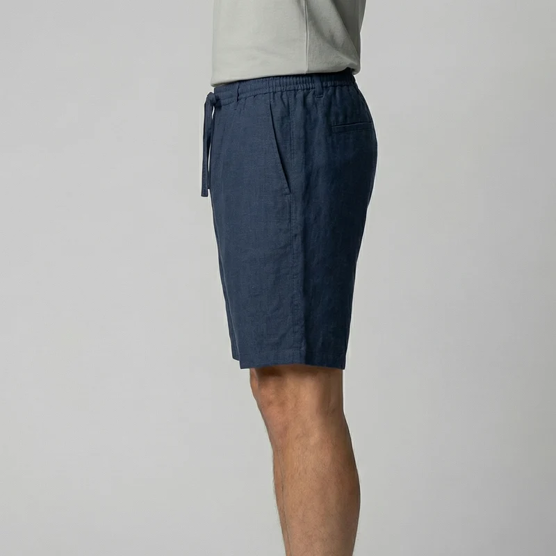 Short Décontracté En Mélange Lin
