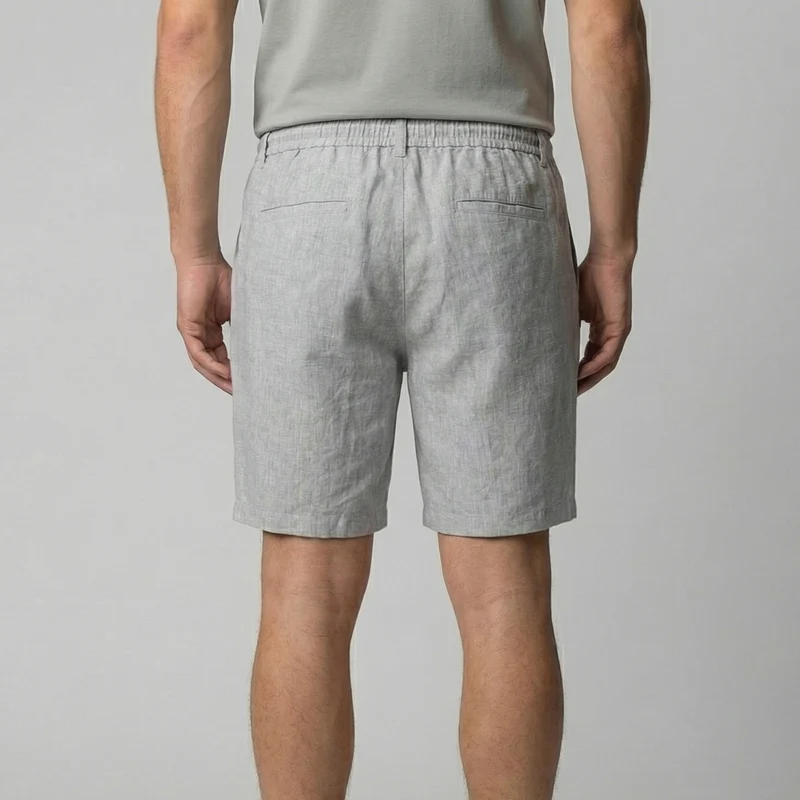 Short Décontracté En Mélange Lin
