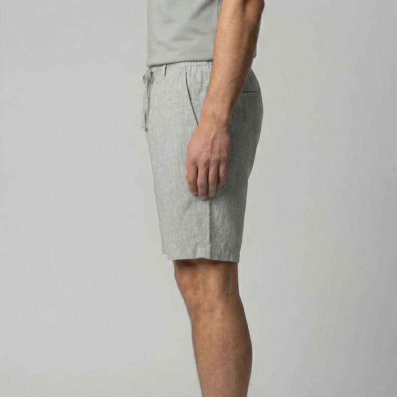 Short Décontracté En Mélange Lin
