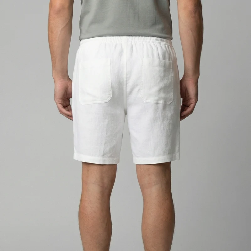 Short Décontracté En Mélange Lin