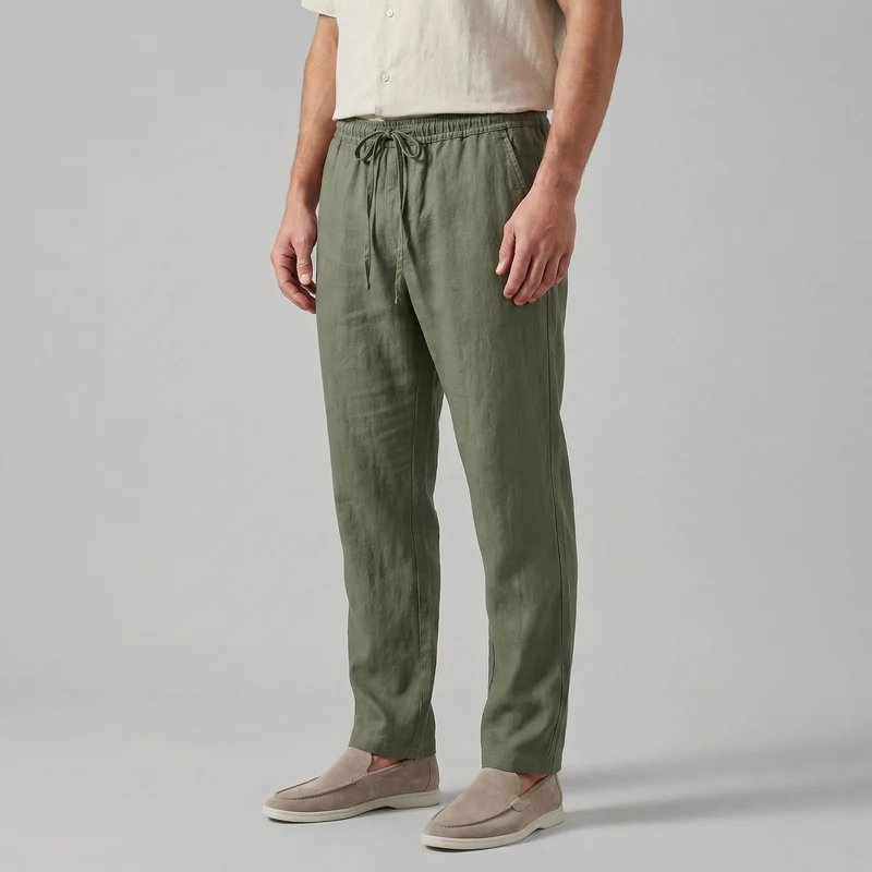 Pantalon Homme En Mélange Lin