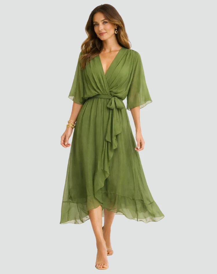 Robe Midi Fluide À Nouer