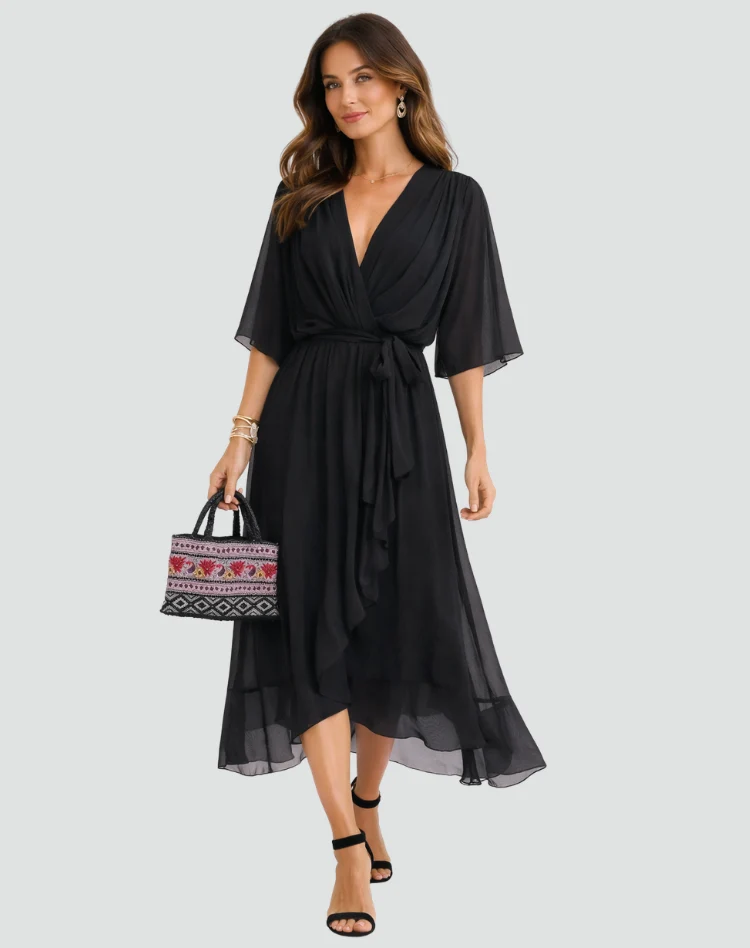 Robe Midi Fluide À Nouer