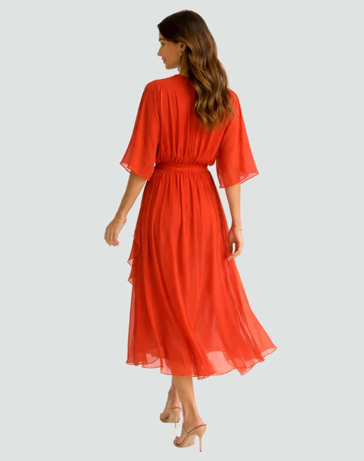 Robe Midi Fluide À Nouer