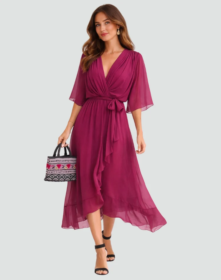 Robe Midi Fluide À Nouer