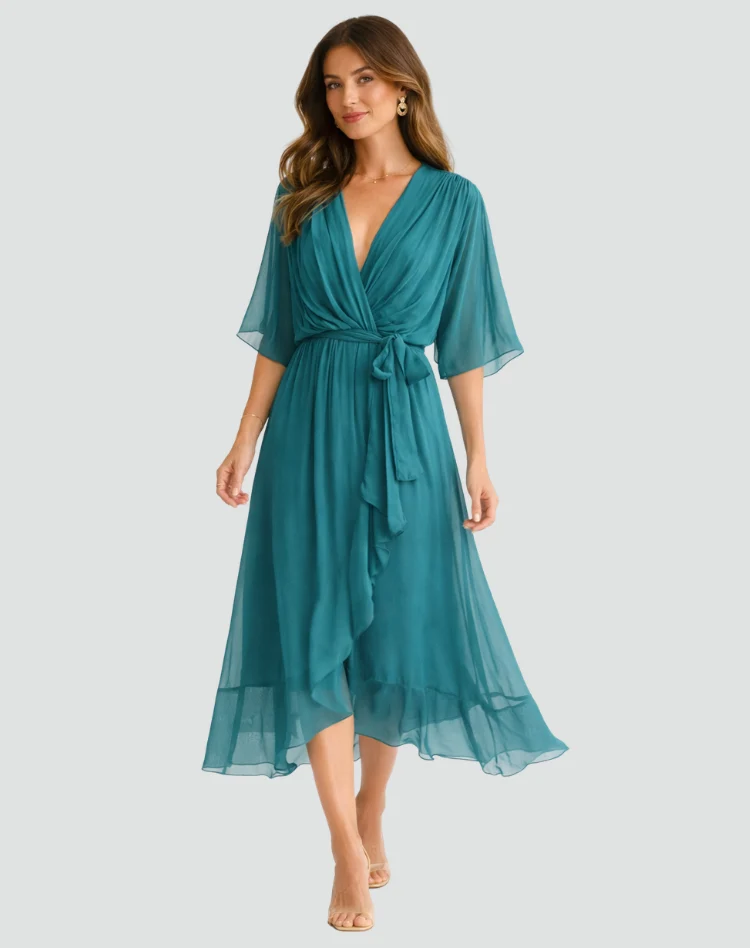 Robe Midi Fluide À Nouer