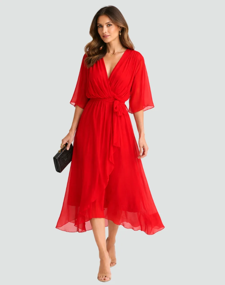 Robe Midi Fluide À Nouer