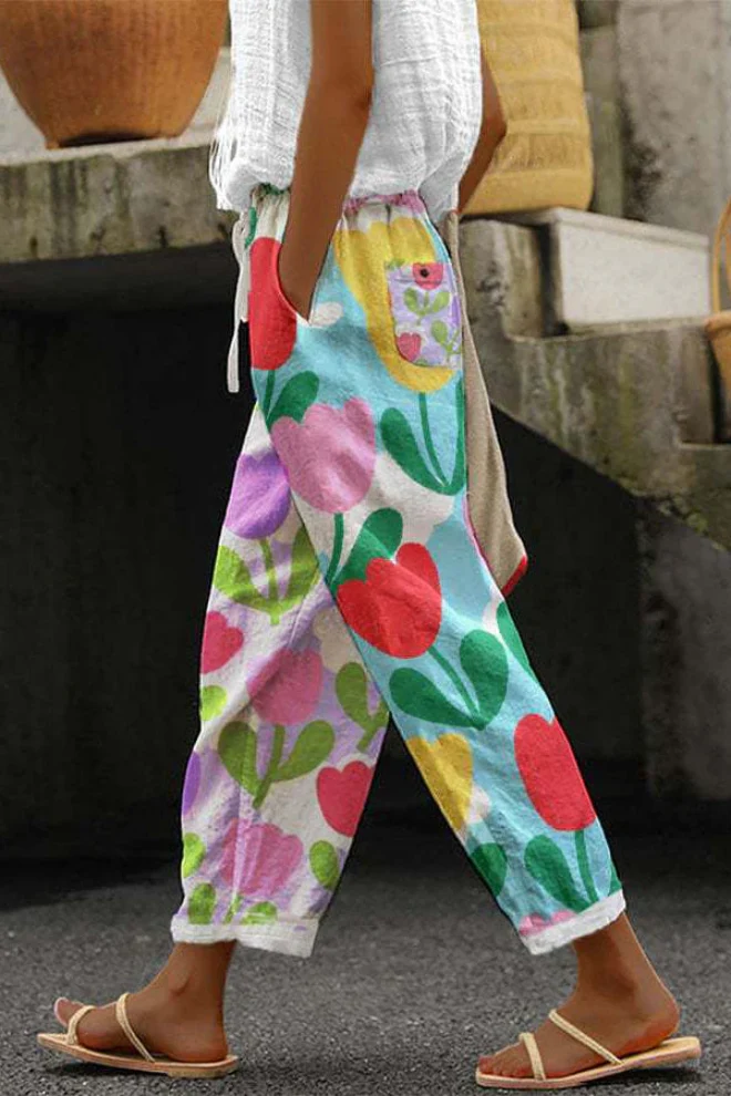 Pantalon Fluide À Motifs
