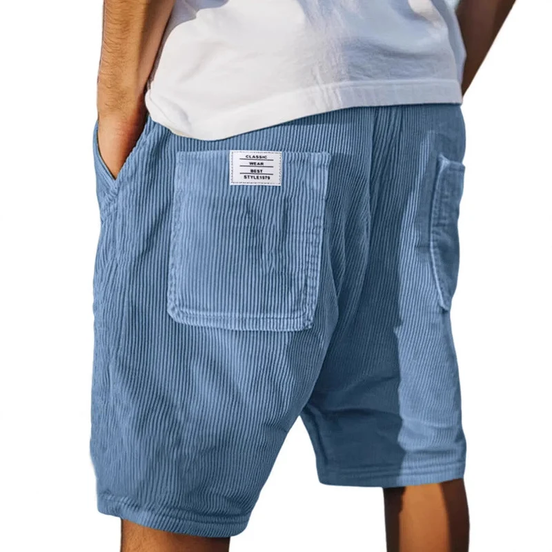 Short décontracté en velours pour homme — bermuda de loisirs à poches