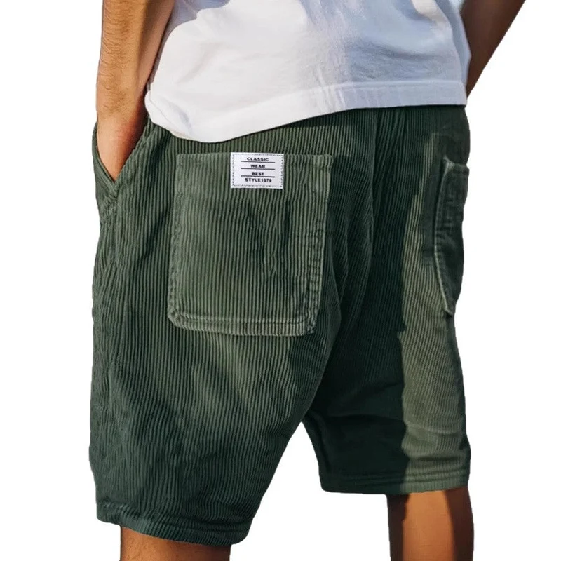 Short décontracté en velours pour homme — bermuda de loisirs à poches
