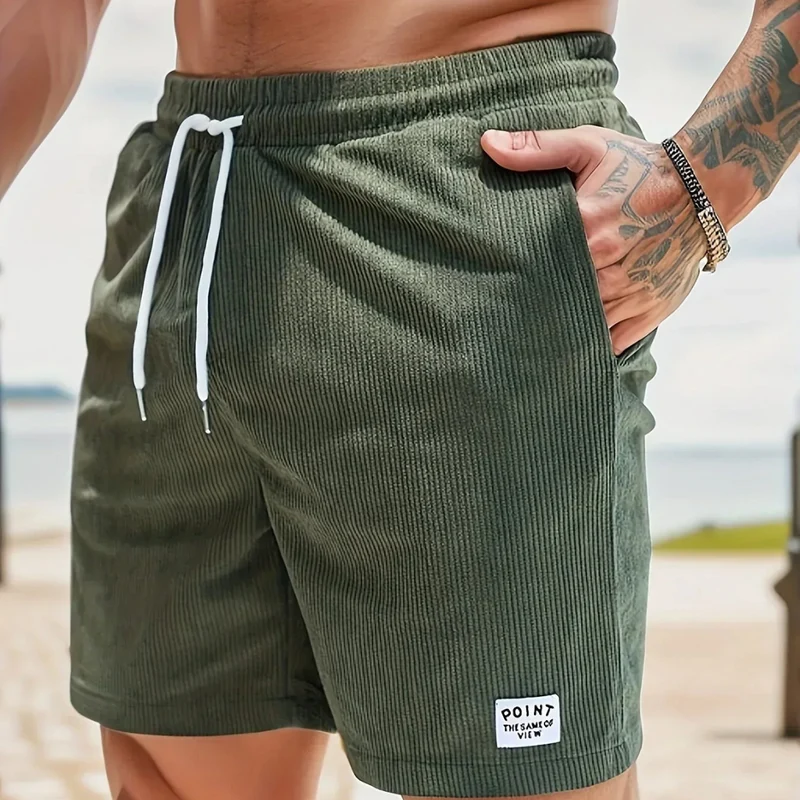 Haut short velours homme — vêtement décontracté d'été à lacet