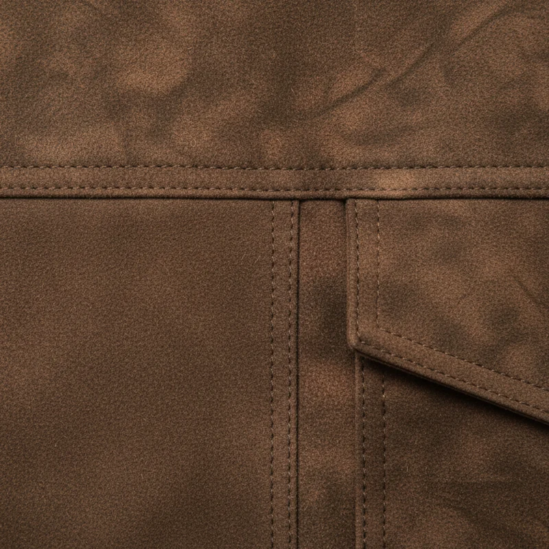 Veste en Cuir Rétro pour Homme avec Fermeture Éclair et Multiples Poches