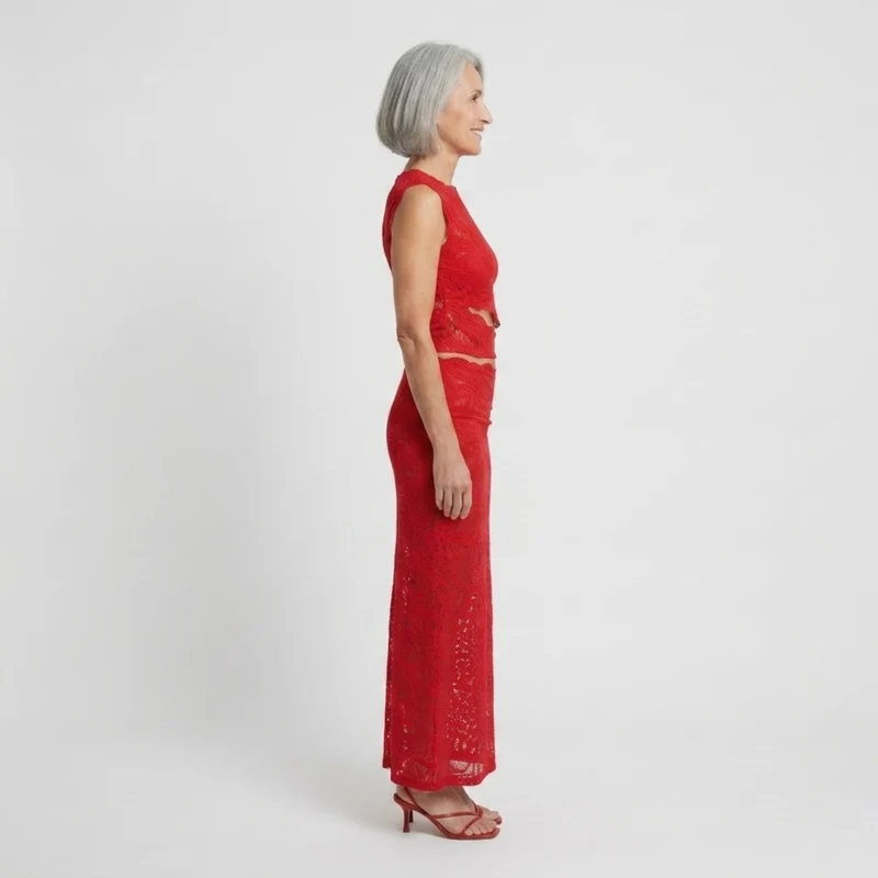 Ensemble crop top en dentelle et jupe sirène femme — soirée et fête