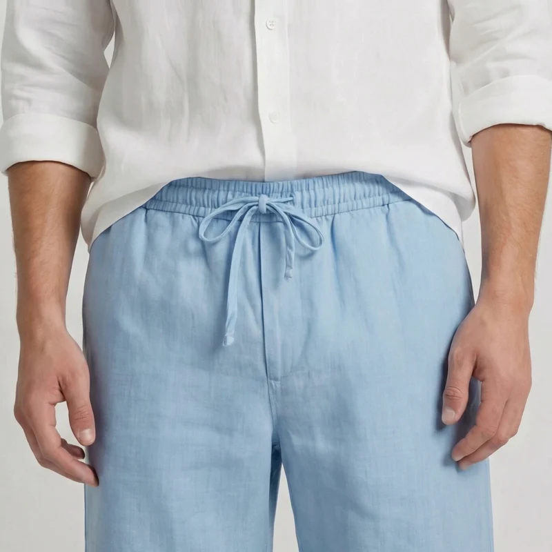 Pantalon court lin homme | bas léger vacances