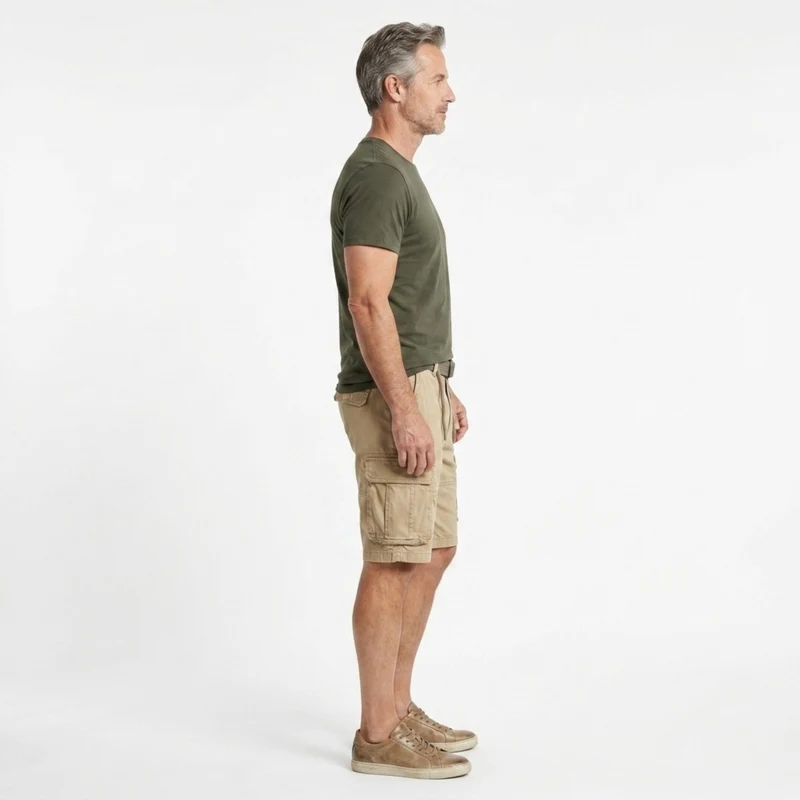 Bermuda cargo en coton — style utilitaire multi-poches — vacances