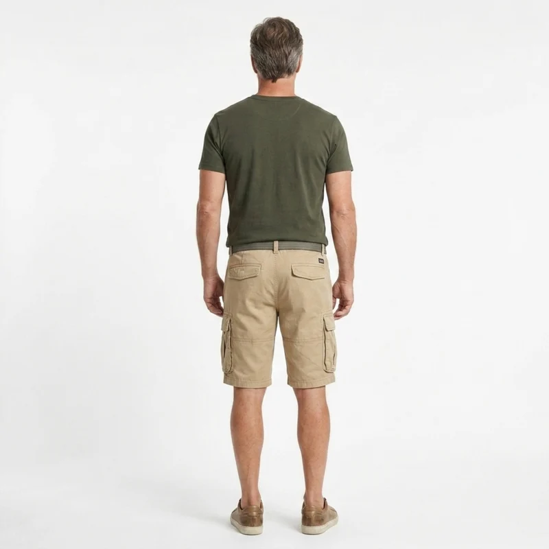 Bermuda cargo en coton — style utilitaire multi-poches — vacances