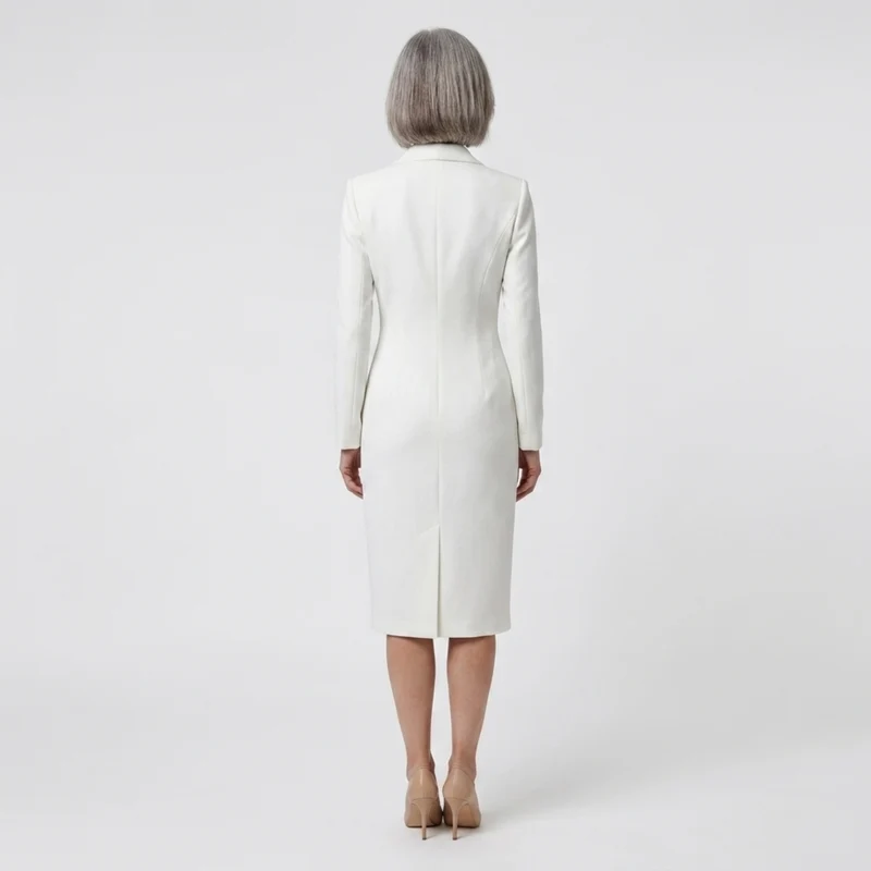 Robe blazer midi — manches longues et boutons — bureau