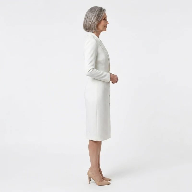 Robe blazer midi — manches longues et boutons — bureau