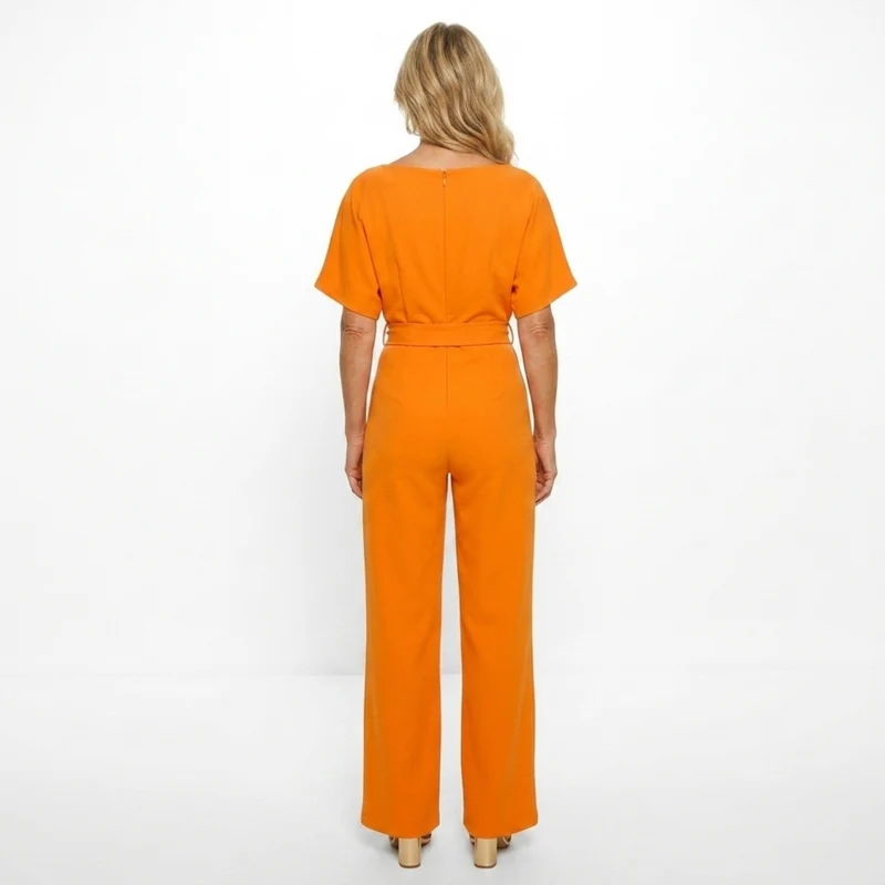 Combinaison pantalon large — manches courtes et ceinture — quotidien